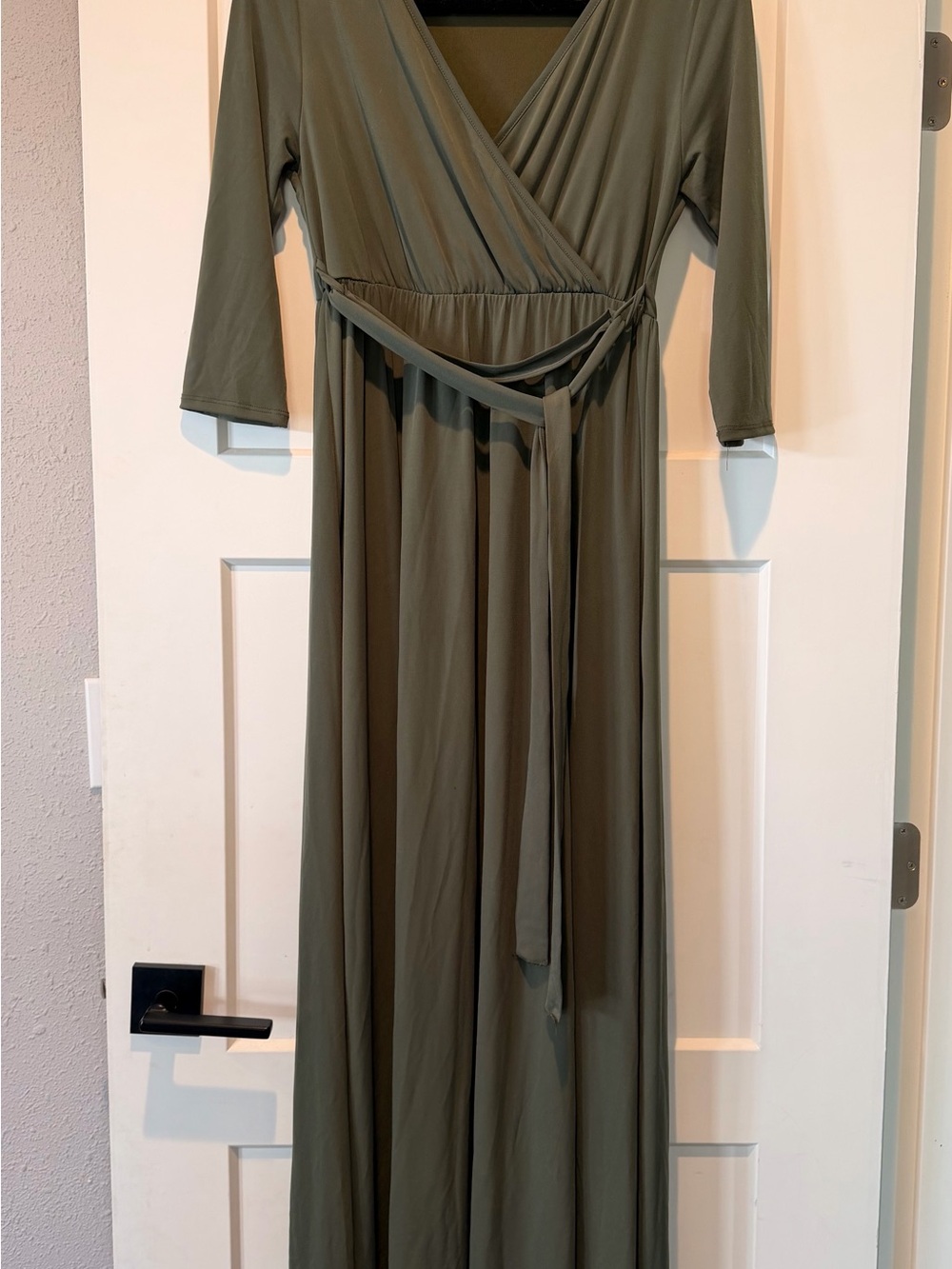 PinkBlush Olive Green Maternity Wrap Maxi Dress – Size M